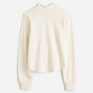 Madewell Tops Womens Waffle-Knit Long-Sleeve Crewneck Tee Ivory Size‎ XXS NEW